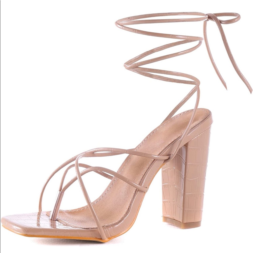 Nude Lace-Up Sandal High Heels